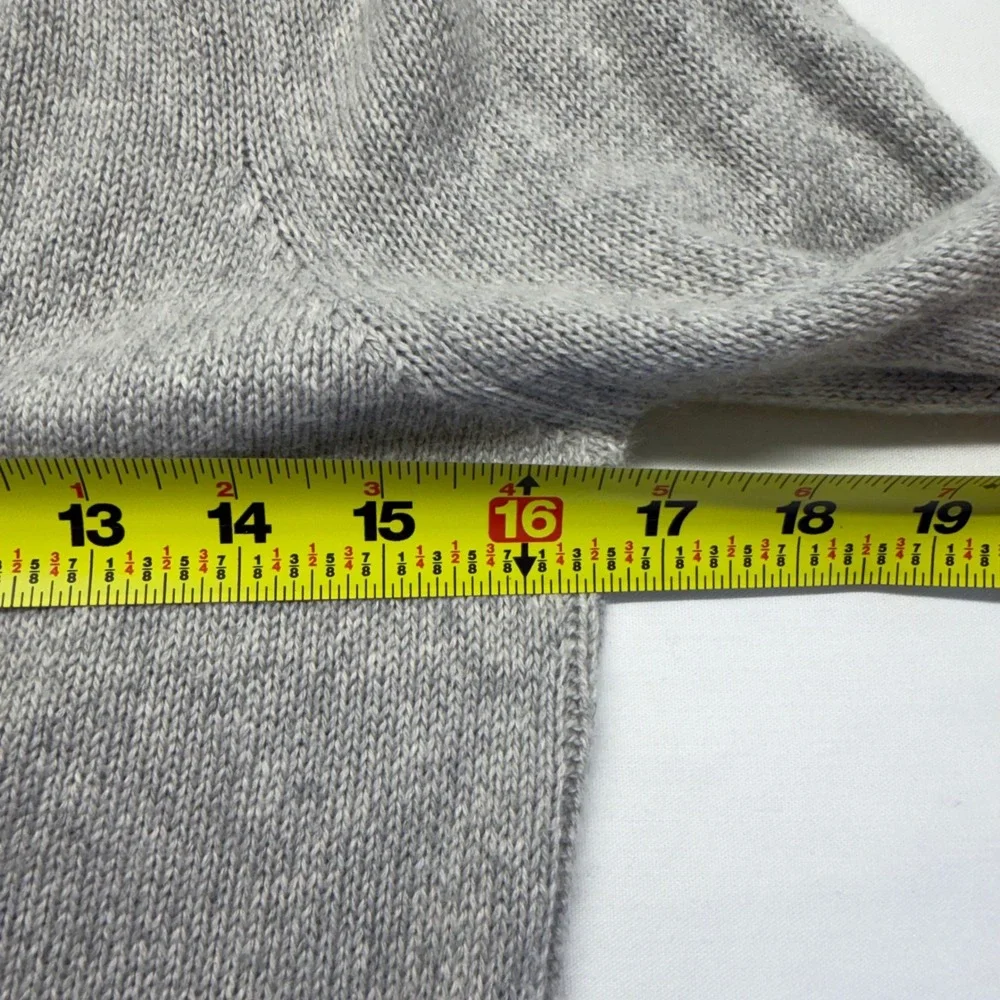 Brochu Walker Looker Layered Sweater XS Gray Cashmere Cotton V Neck 3/4 Sleeve